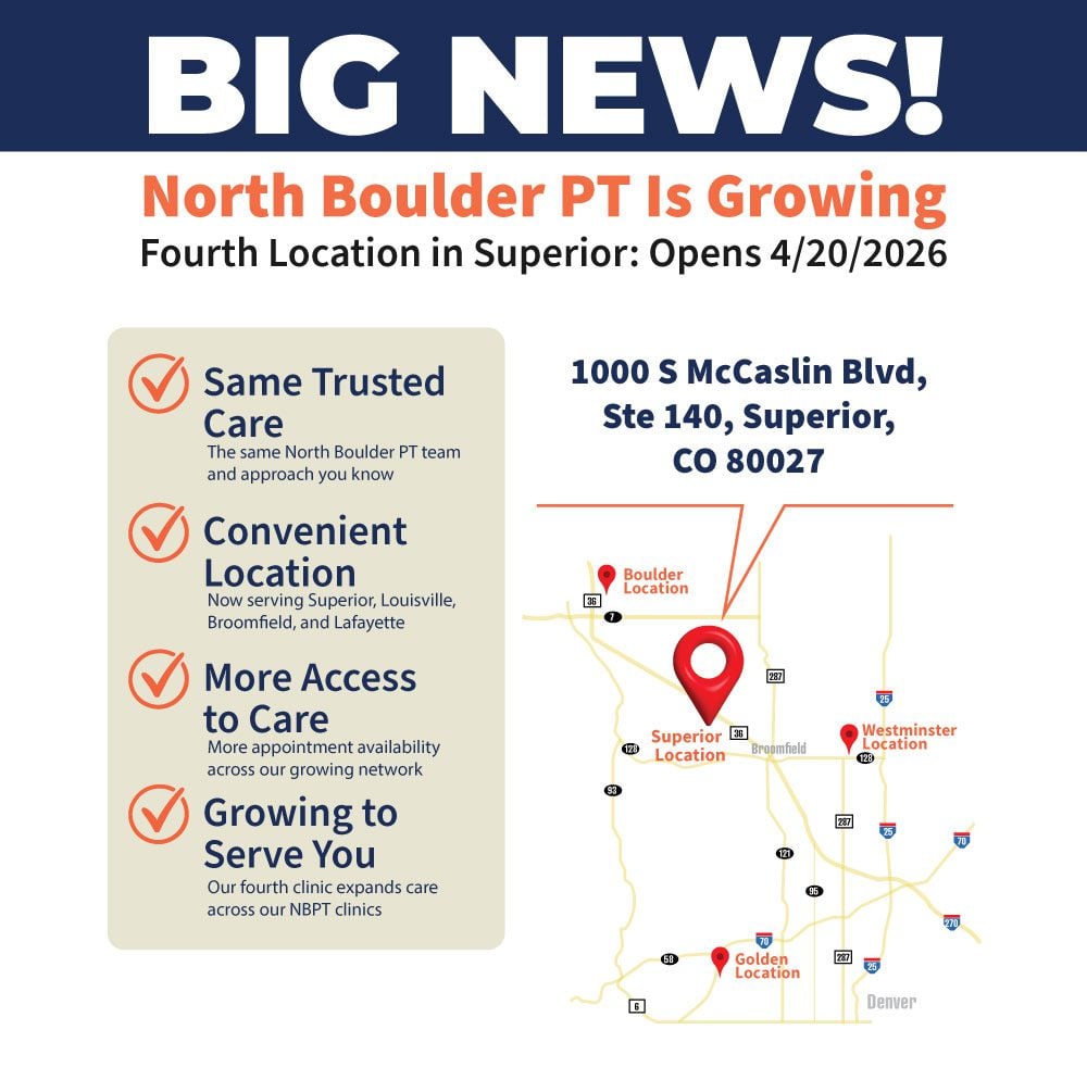 North Boulder Physical Therapy announces a new, fourth location in Superior, Colorado
